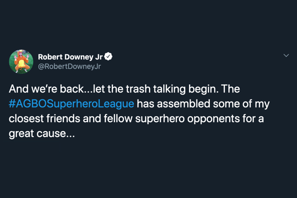 And we’re back...let the trash talking begin. The #AGBOSuperheroLeague has assembled some of my closest friends and fellow superhero opponents for a great cause...